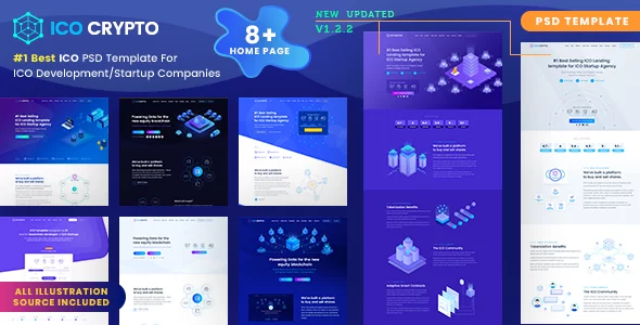 Download ICO Crypto – Bitcoin and Cryptocurrency Landing Page PSD Template laste version.webp